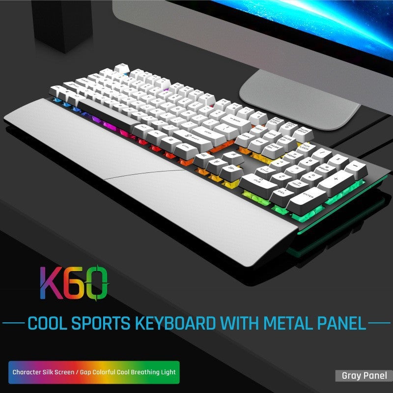 Eighteen Crossing Gk60 Metal Light-Emitting Wired Computer Game Keyboard With Hand Support Mechanical Feel Rgb Keyboard - Image 1